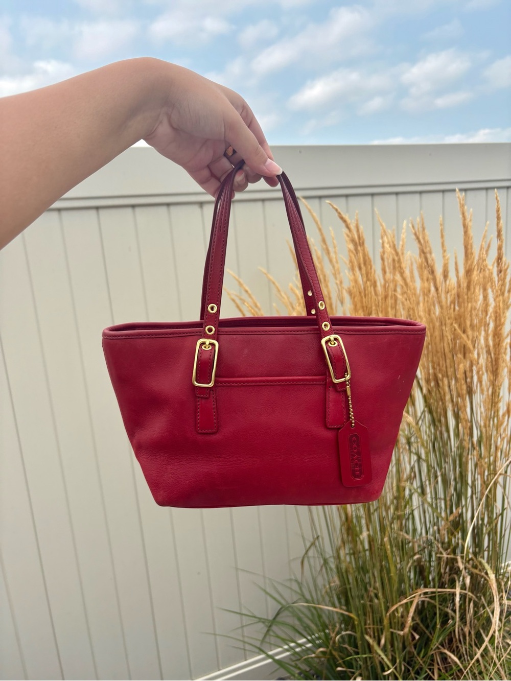Vintage Coach Red Leather Legacy Market Tote